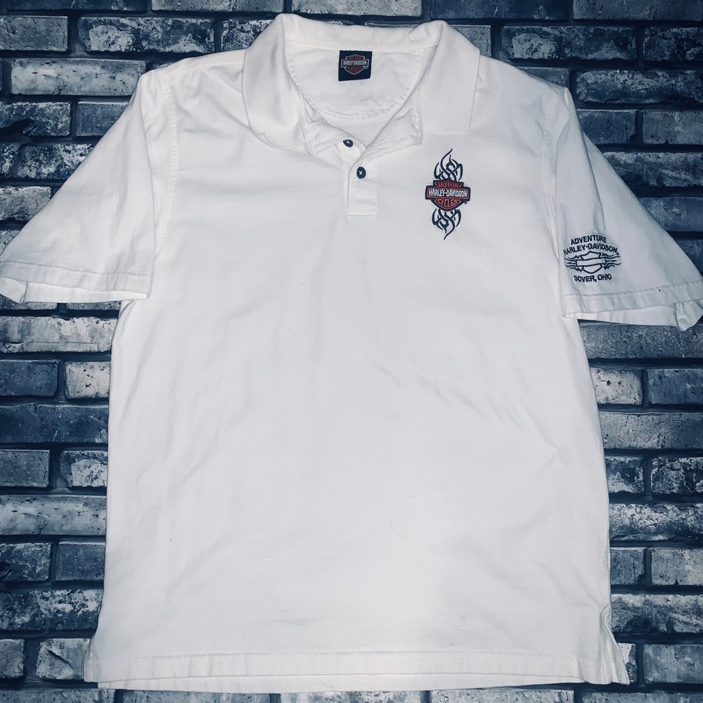 Men’s Harley Davidson white polo shirt XL